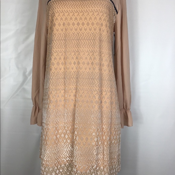 Penelope rose nude tent long sleeve dress - Picture 3 of 8